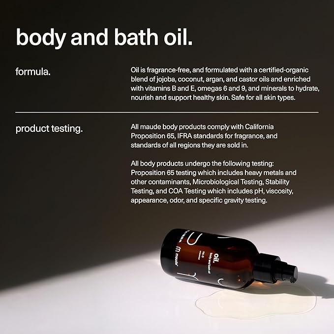 Maude Oil No. 0 - Hydrating Organic Massage + Body Oil - Skin Moisturizer with Organic Jojoba, Coconut & Castor Oil - Rich in Vitamin B + Vitamin E (4 fl oz)-BrightBean Baby