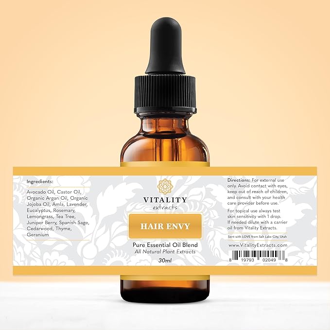 Vitality Extracts Hair Envy - Natural Hair Growth Serum - 100% Pure Essential Oils, 15 Plant Extracts, No Synthetics, No Parabens - Strengthen Hair, Minimize Breakage, Stimulate Follicles-BrightBean Baby
