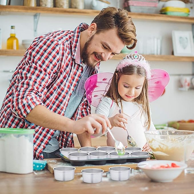 HomeMall 4 x 2 inch Round Cake Pan Set of 4, Aluminum Baking Pans for Mini Cakes, Heavy Duty Non-Stick, Evenly Baking Tools for Home Kitchen, Birthday Wedding Anniversary