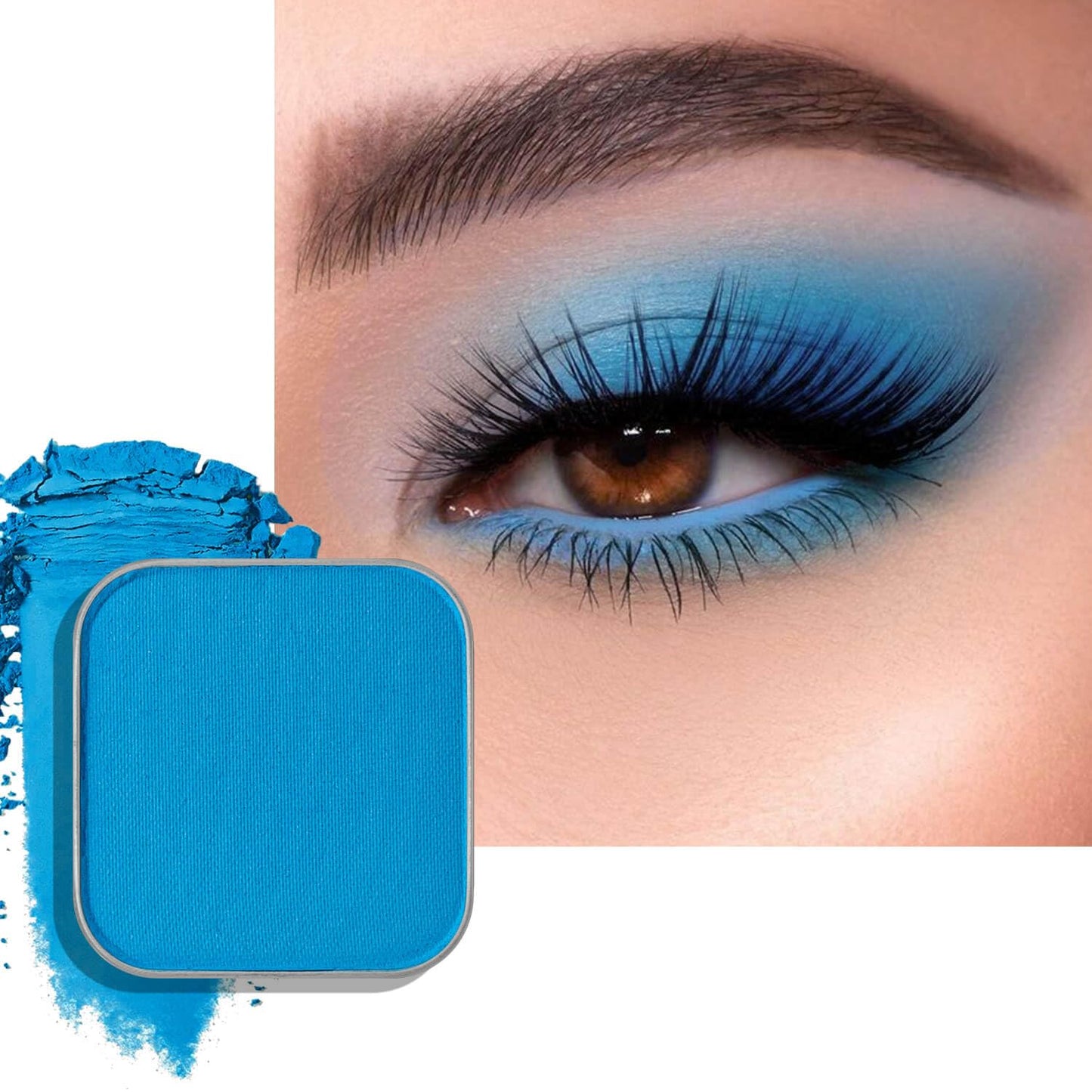 Matte Eyeshadow Sky Blue Soft Matte Finish, Single Magnetic Pan for DIY Makeup Palette, Smooth Powder, Long Lasting and Buildable (Blue Tide)-BrightBean Baby
