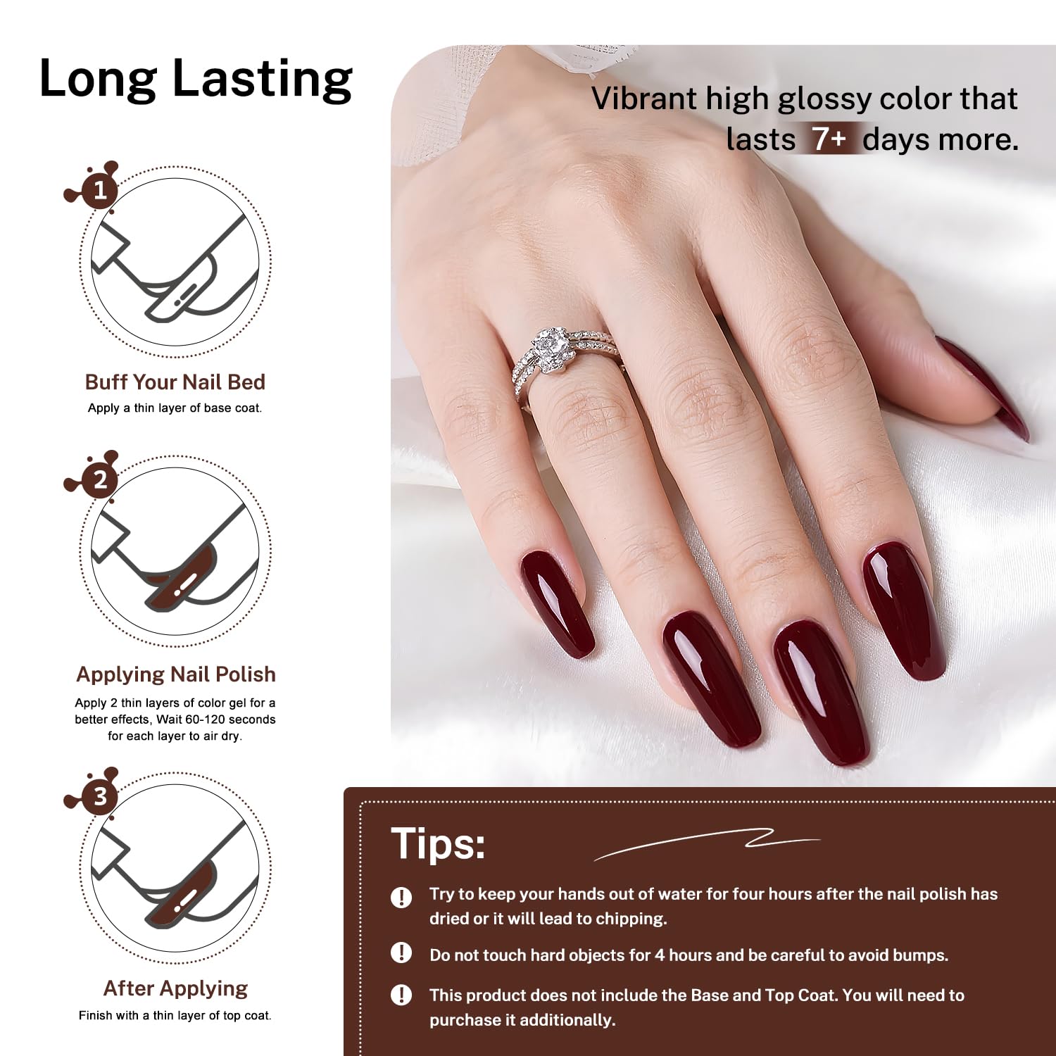 16.5ml Brown Nail Polish Large Volume Quick Drying Nail Polish, Fast Drying and Long Lasting Color Nail Art DIY Home Manicure Gift for Women-BrightBean Baby