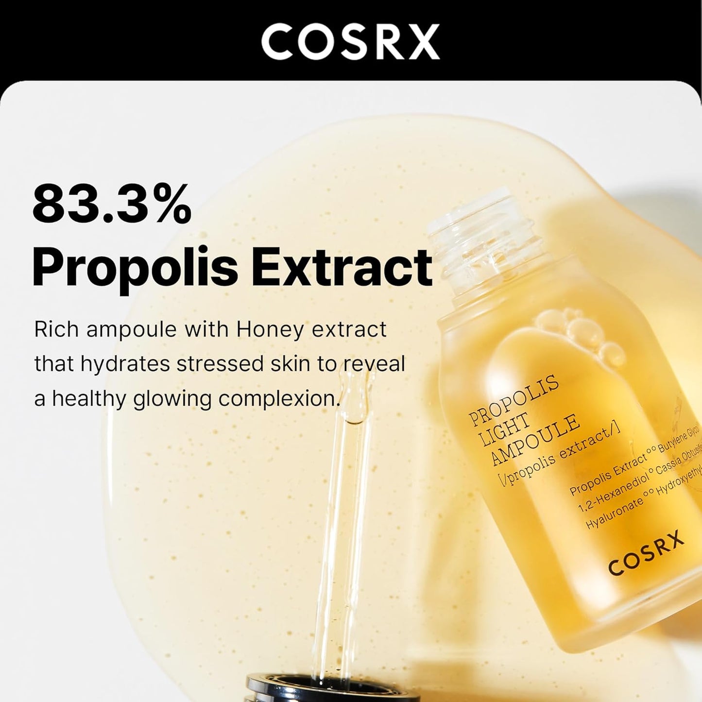 COSRX Propolis Ampoule, Glow Boosting Serum for Face with 73.5% Propolis Extract, 1.01fl.oz/30ml, Hydrating Essence for Sensitive Skin, Fine Lines, Uneven Skintone, Korean Skincare-BrightBean Baby