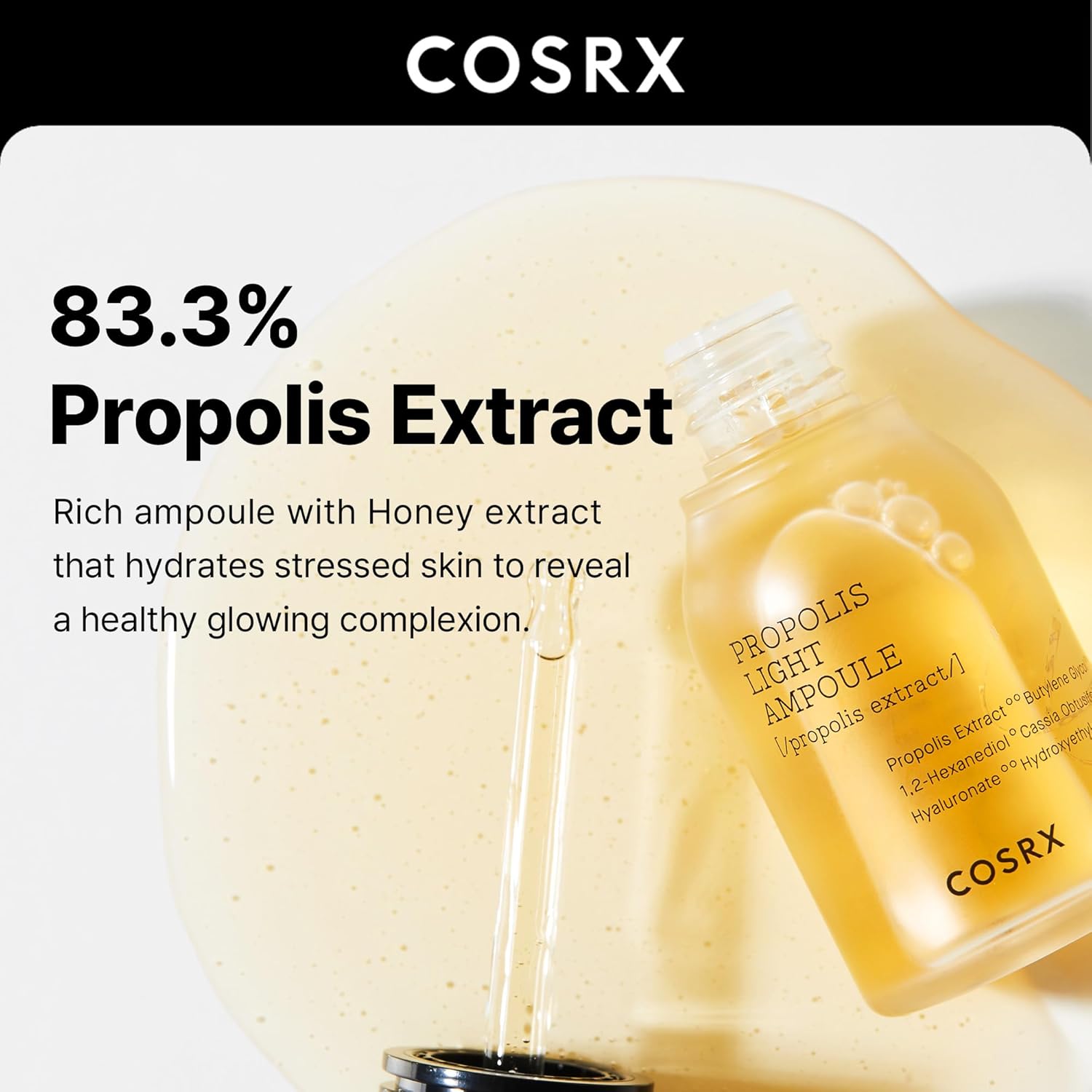 COSRX Propolis Ampoule, Glow Boosting Serum for Face with 73.5% Propolis Extract, 1.01fl.oz/30ml, Hydrating Essence for Sensitive Skin, Fine Lines, Uneven Skintone, Korean Skincare-BrightBean Baby