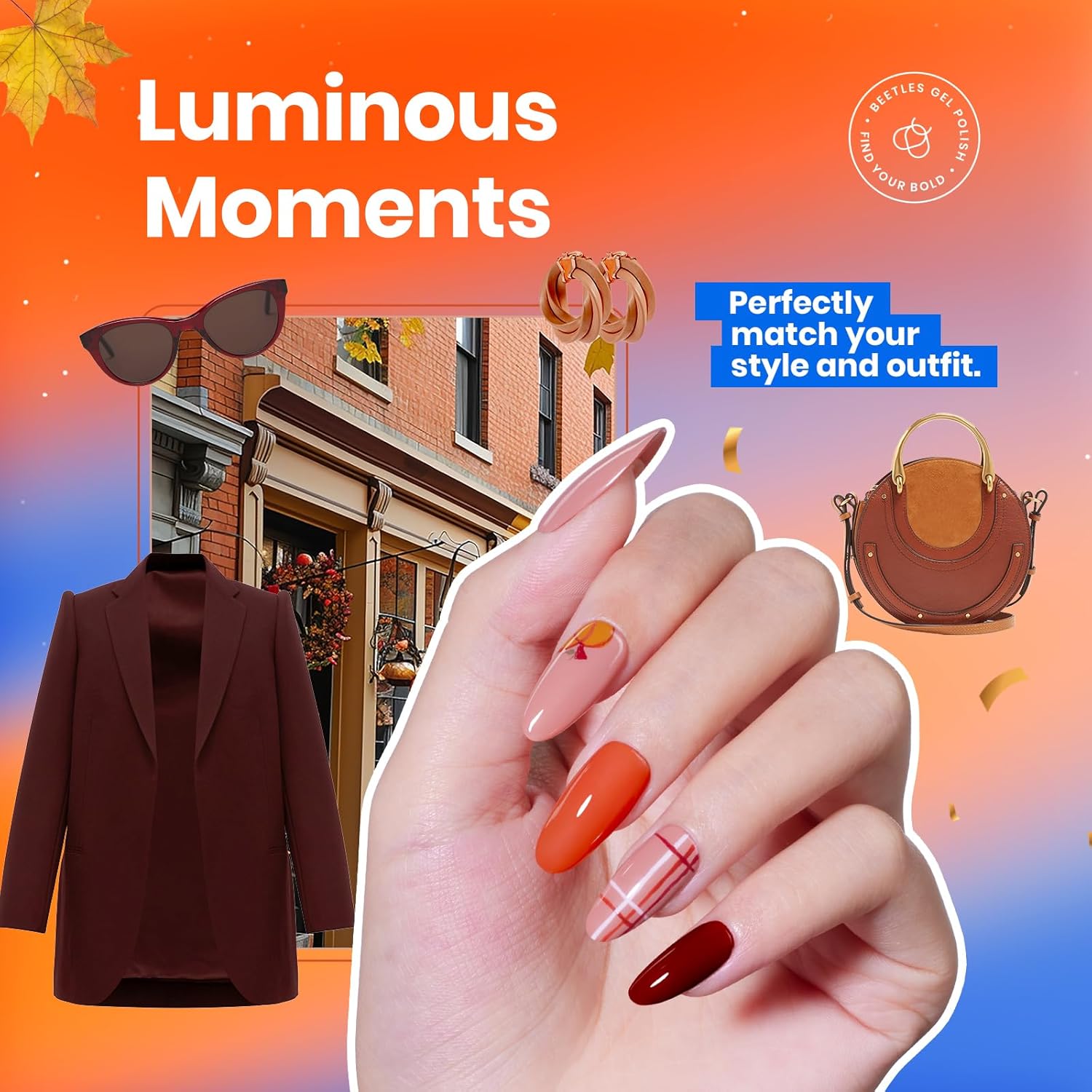 Beetles Fall Nail Polish Set P180, 6 Color Red Yellow Green Quick Air Dry Nail Polish, Natural Nail Lacquer Manicure DIY Nail Art Salon Gift For Women-BrightBean Baby