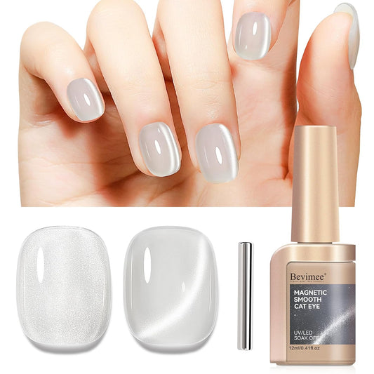 Cat Eye Gel Polish, Magentic Nail Polish Silver Translucent Jelly Color Clear Moonlight UV Gel Glitter Holographic With Magnet For Nail Salon DIY At Home-BrightBean Baby