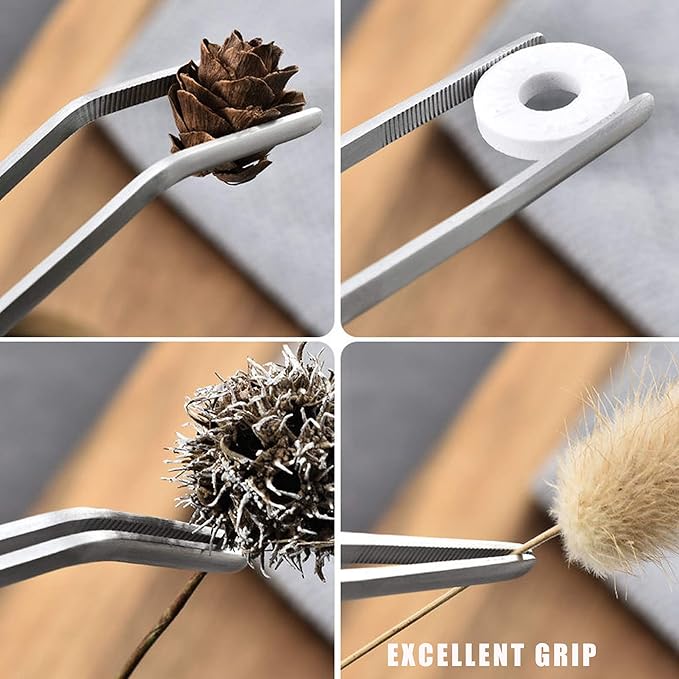 Longjet Kitchen Tweezers Metal Tongs for Cooking - Reptile Feeding Tongs for Gecko, Bearded Dragon, Snake - Long Forceps for Aquarium Plant