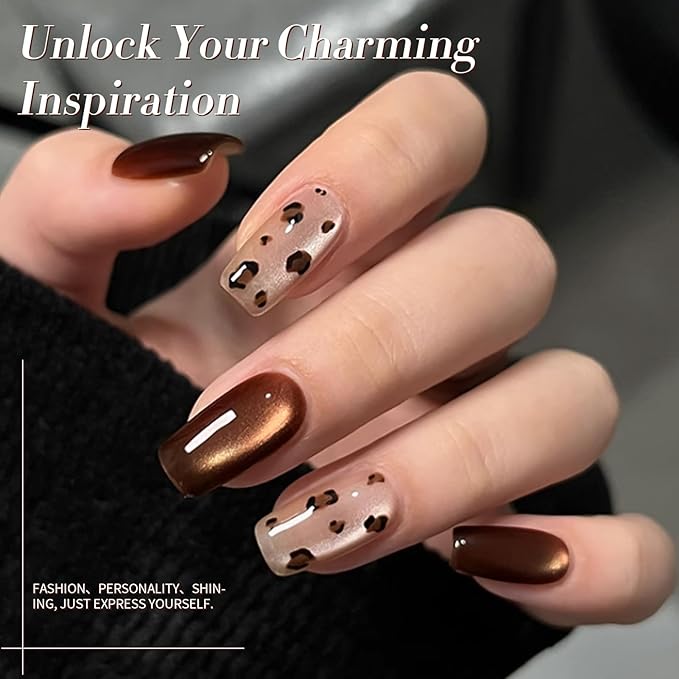 Born Pretty Cat Magnetic Eye Gel Nail Polish, 6 Colors Retro Magnetic Glitter Gel Polish Set Silver Pink Red Nail Polish Kit Soak Off LED Nail Art DIY Salon Gift-BrightBean Baby