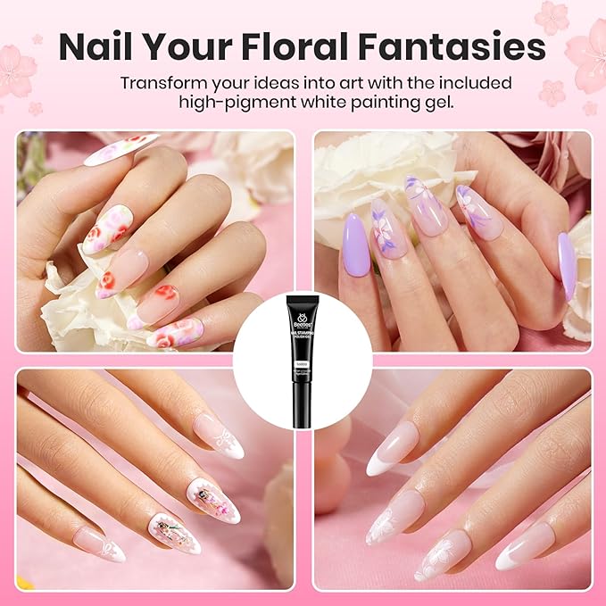 Beetles Nail Art Brushes Set for Gel Polish 3 Pcs Nail Art Design Pen and One White Painting Gel All-in-One Petal Brush Kit Flower DIY with Palette Dotting Manicure Tool Set-BrightBean Baby