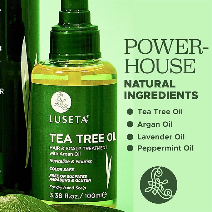 Luseta Tea Tree Oil for Hair, Hair Serum for For Damaged and Oily Hair, Revitalizing & Nourishing for Healthy Hair Color Safe Hair Oil 3.38 Fl oz-BrightBean Baby