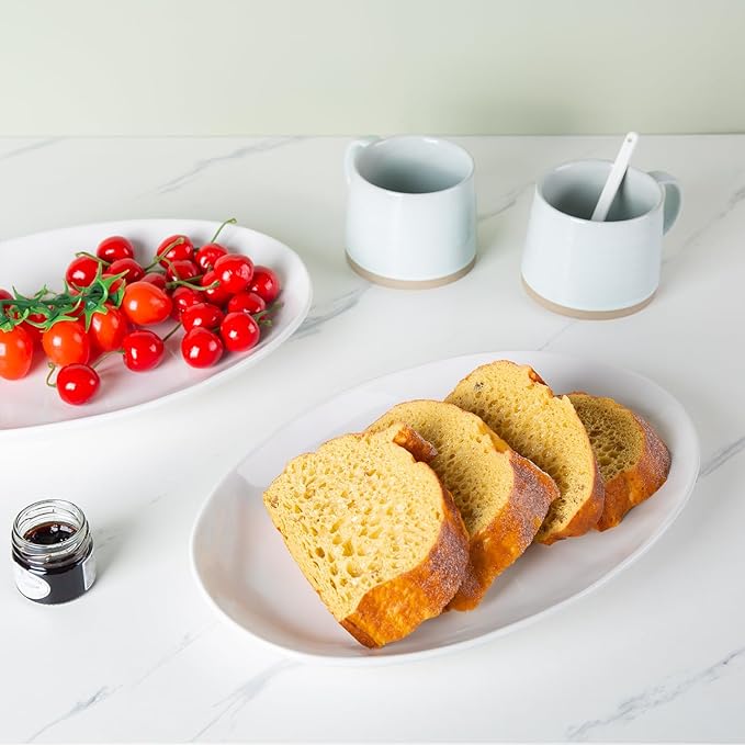 Porcelain Serving Platters, 12 Inch Large Serving Trays, Oval Serving Plates for Dessert Appetizers Meat/Entertaining/Party, Set of 3, White