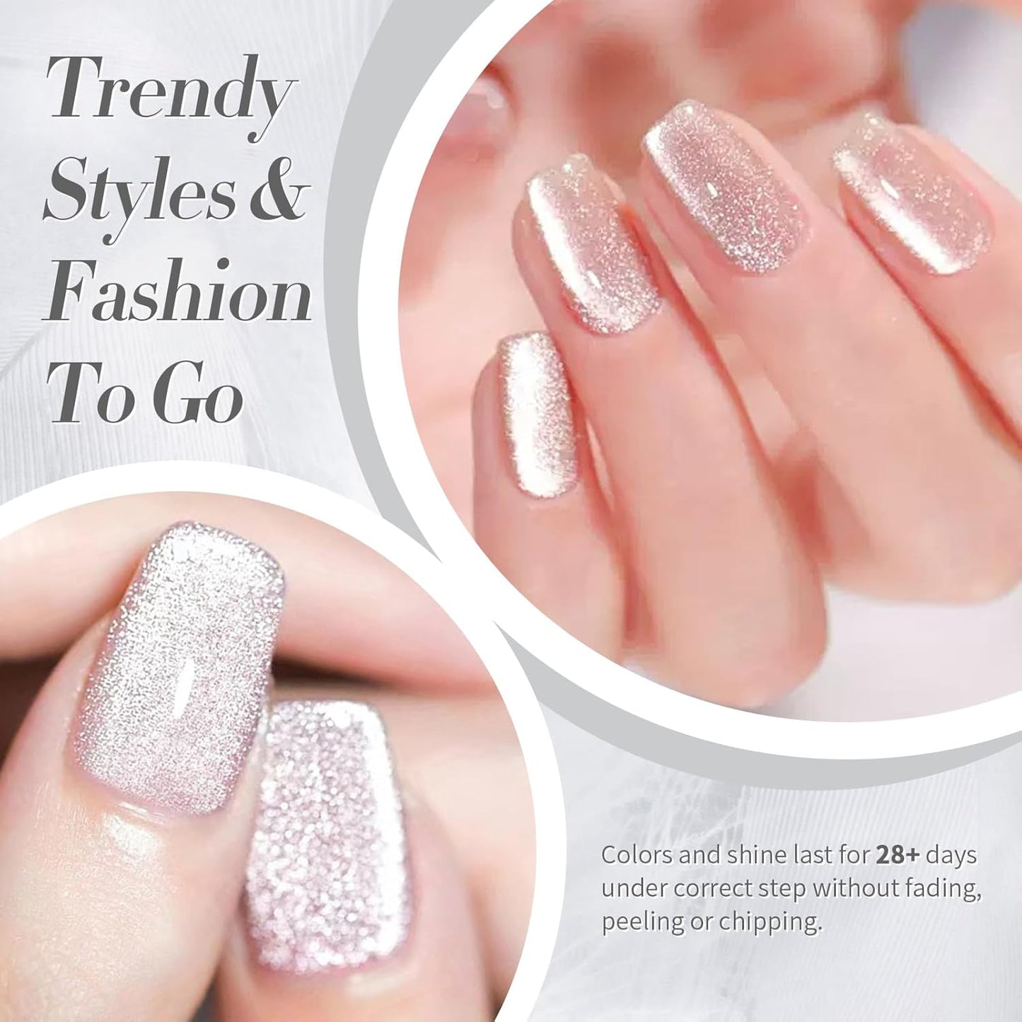 Born Pretty Cat Magnetic Eye Gel Nail Polish, Holographic Glitter Super Shine Gel Nail Polish Soak Off Led Nail Polish Nail Art Gel Manicure Salon DIY Gifts 15ML-BrightBean Baby