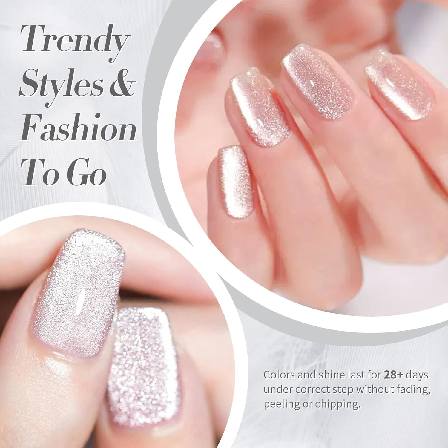 Born Pretty Cat Magnetic Eye Gel Nail Polish, Holographic Glitter Super Shine Gel Nail Polish Soak Off Led Nail Polish Nail Art Gel Manicure Salon DIY Gifts 15ML-BrightBean Baby