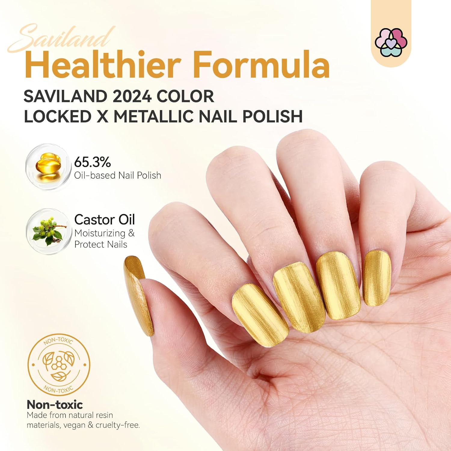 SAVILAND Gold Metallic Nail Polish: Chrome Nail Polish Air Quick Dry Nail Art Polish Bright and Shiny Fingernail Toenail Polish Bulk Nail Lacquer for Beginner DIY Manicure Art at Home Salon Women-BrightBean Baby