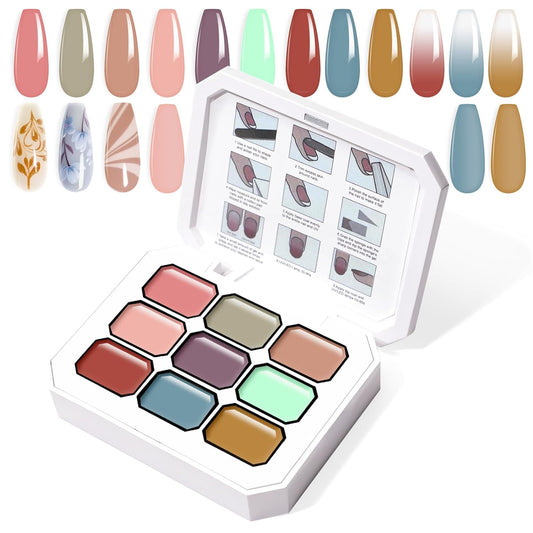 Gradient Painting Gel, 9 Colors Ombre Gel Nail Polish for Pigment Pat Nails Aura Nails French Manicure Soak Off UV Long-lasting Home Salon DIY Nail Art Monet’s Garden-BrightBean Baby