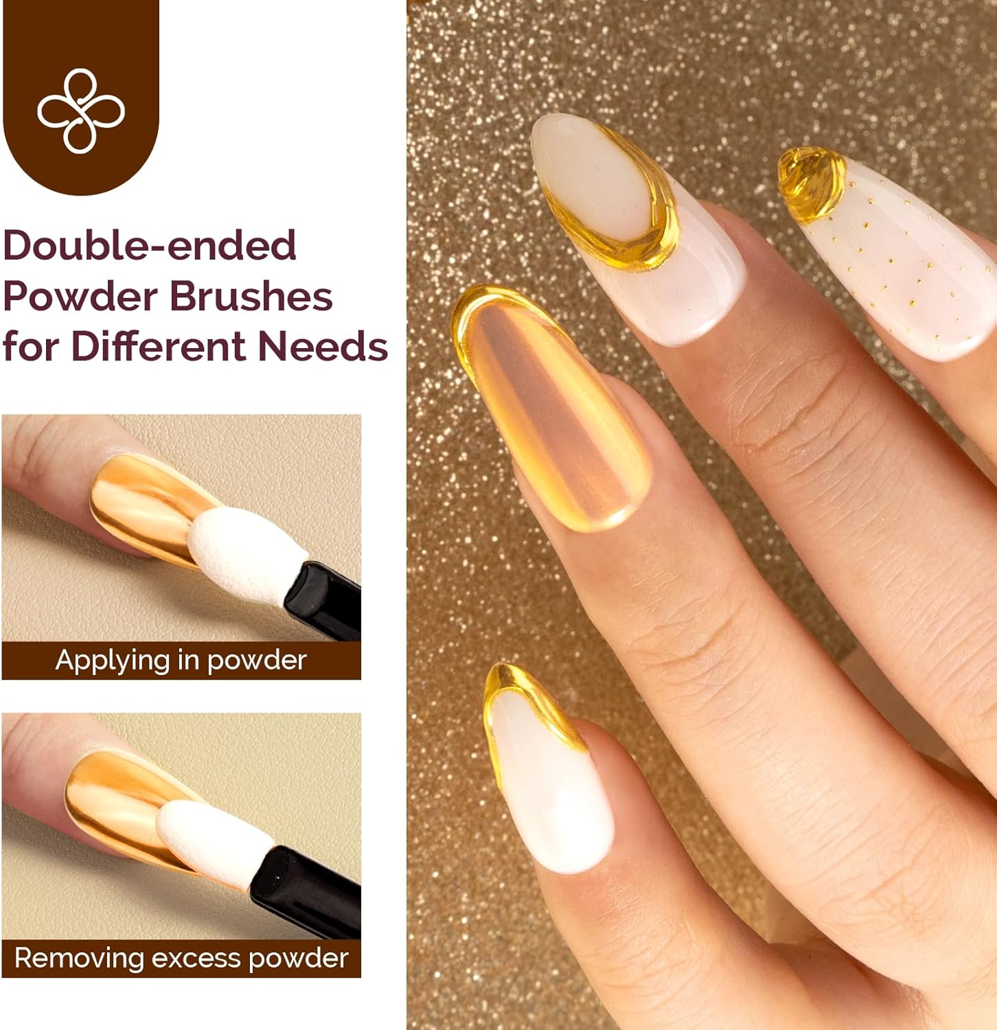 MelodySusie Gold Chrome Nail Powder for Gel Nails,Metallic Mirror Effect Pigment Stylish and Technological Fine Glitter for Home DIY Salon Use-BrightBean Baby