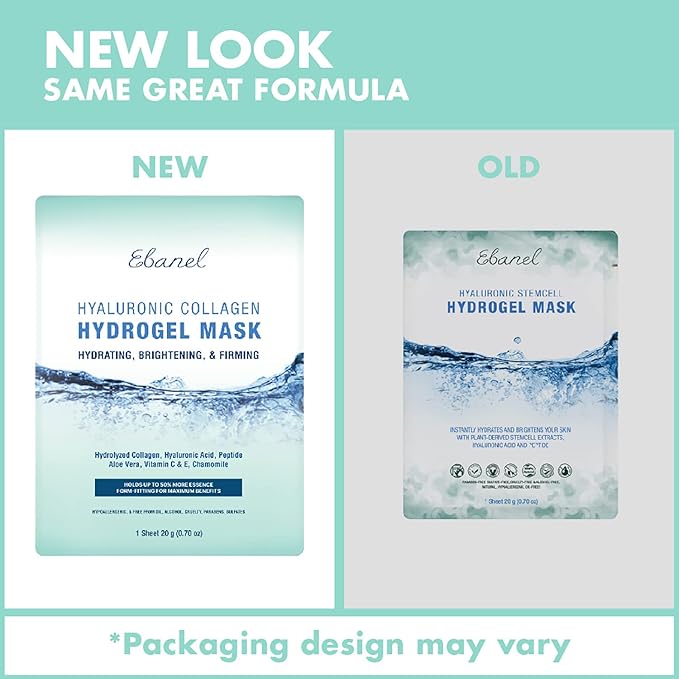 Ebanel 5 Pack Hydrogel Collagen Face Mask with Hyaluronic Acid, Vitamin C, Peptide, Aloe, Instant Brightening Hydrating Face Masks Skincare Korean Sheet Mask, Skin Firming, Lifting Anti Aging Masks-BrightBean Baby