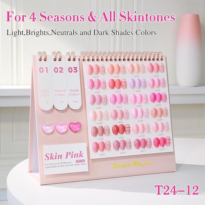 Double Rhythm 28Pcs 0.5Oz Gel Nail Polish Set Same Color Same Bottle Soak Off Gel Polish Kit Nail Art Manicure Salon DIY at Home for Women (Neutral Skin Pink Nude Collection-T24-12)-BrightBean Baby