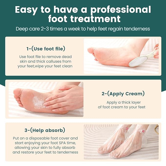 Urea Cream 45% for Feet with Maximum Strength Moisturizing, with 2% Salicylic Acid, for Dry and Cracked Heel, Foot, Elbows, Dead Skin Calluses Remover, 5.29 OZ, Foot File, Foot Mask Cover (10 pairs)-BrightBean Baby
