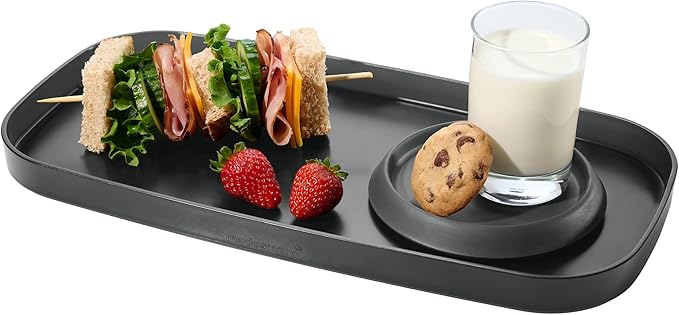 madesmart dipware Small Serving Plate, Collapsible & Removable Dip Bowl for Salsa, Queso, Salad, Olives, Premium Dishwasher & Microwave Safe, Multipurpose Plate & Bowl, Carbon