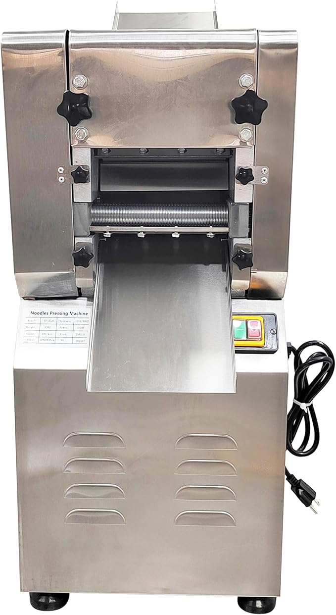 TECHTONGDA Electric Noodle Making Dough Roller Pasta Dumpling Skin Maker Noodle Cutting Machine 2200W 11.4inch Roller with 2mm Round Cutter Head