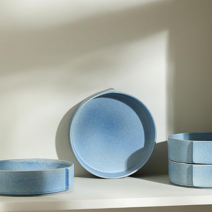 Stone Lain Bao 4-Piece Pasta Bowl Set Stoneware, Blue