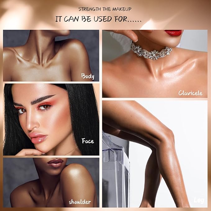 MAEPEOR Shimmer Body Luminizer 5 Colors Moisturizing Glow Illuminator Smooth and Non-sticky Summer Body Highlighter For Face & Body (80ML, 03 Bronze Gold)-BrightBean Baby