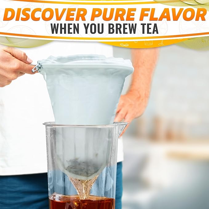 5.3" Large Thai Tea Strainer - Ultra Fine Mesh Сloth Strainer, with Stainless Steel Handle, Reusable, Easy to Clean - Coffee & Tea Filter Suitable for Milk, Juice, Vine & Сottage Сheese Filtering