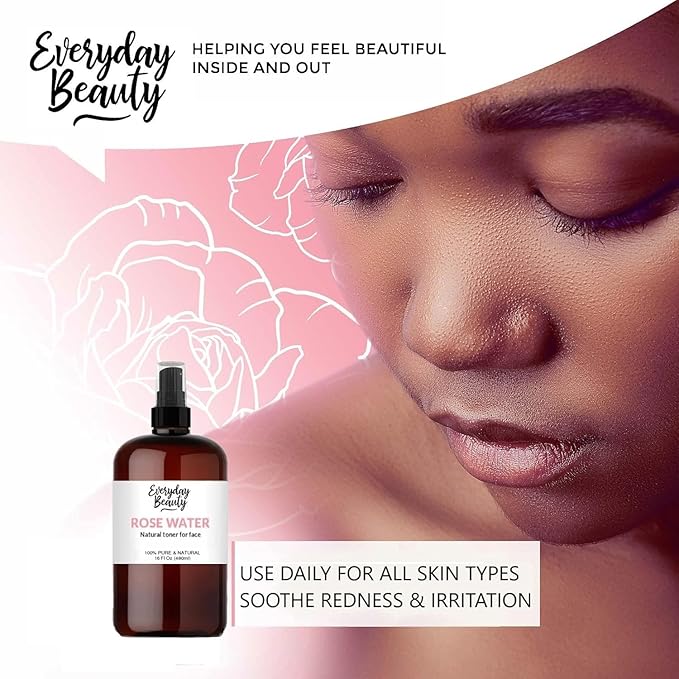 Rose Water Facial Toner - 16oz Bulk Alcohol-Free Vegan All Natural Refreshing for Face and Hair - Uplifts, Calming & Soothing for All Skin Types-BrightBean Baby