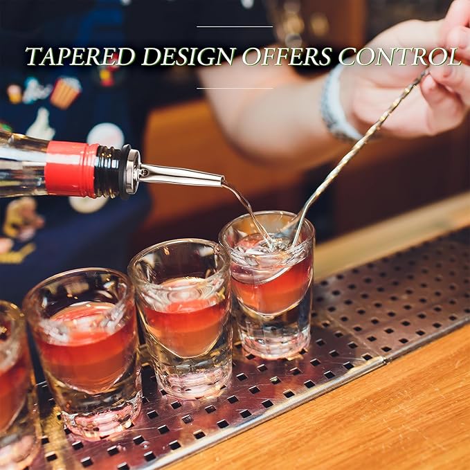 48 Pcs Stainless Steel Bottle Pourers Tapered Liquor Pourers with Rubber Dust Caps Tapered Spouts Set Bar Supplies Vinegar Bottle Dispenser Wine Liquor Spout for Oil Beer Drink Water