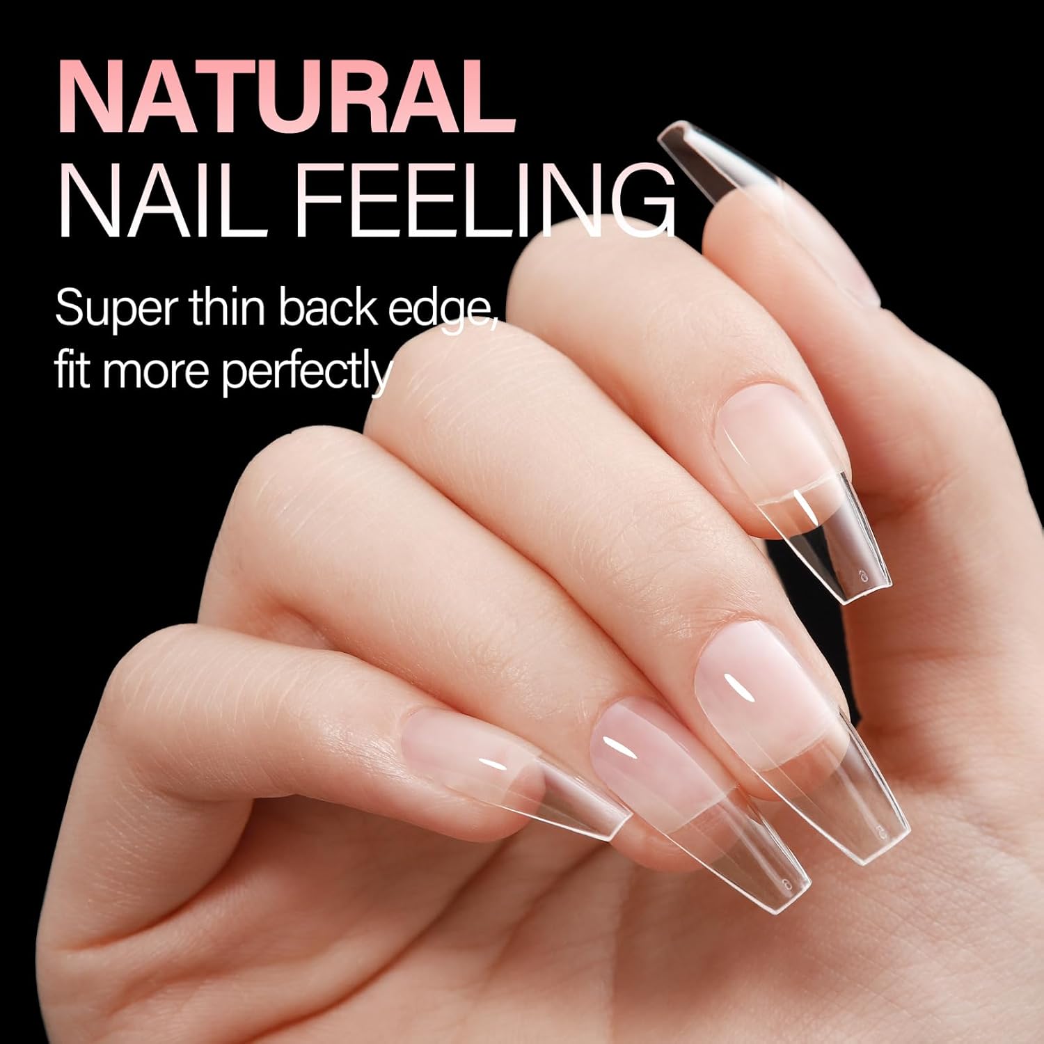 AILLSA Long Coffin Nail Tips Half Matte Full Cover Nails Tip Clear Acrylic Pre-Shaped Tips Flase Press on Nail Tips for Extentions Nails Manicure Salon DIY 216PCS 12 Sizes-BrightBean Baby