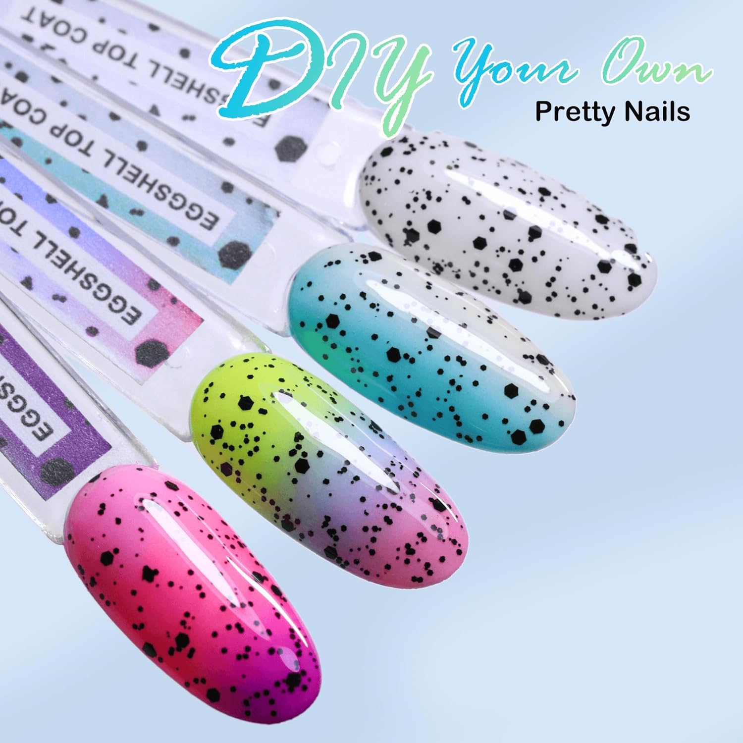 Double Rhythm 15ML No Wipe Gel Top Coat Base Coat Iridescent Glitter Shimmer 2 in 1 Nail Polish Soak Off Manicure DIY Home Salon (Eggshell Top Coat-2)-BrightBean Baby