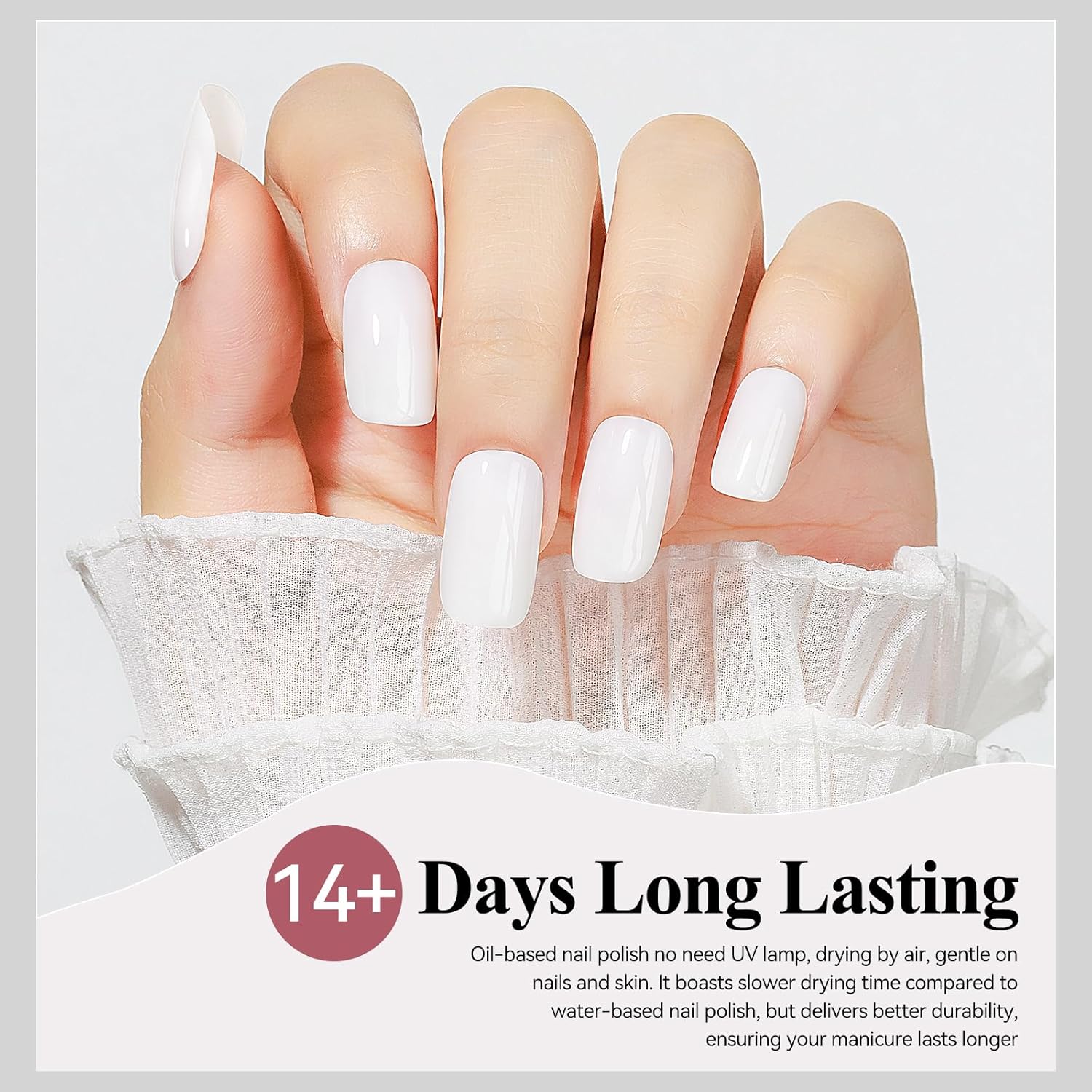 Nail Polish Milky White, Air Quick Dry Nail Lacquer Sheer Color, Regular Fast Drying Fingernail Polish Bulk Non Gel Long-Lasting DIY Salon Gift For Women-BrightBean Baby