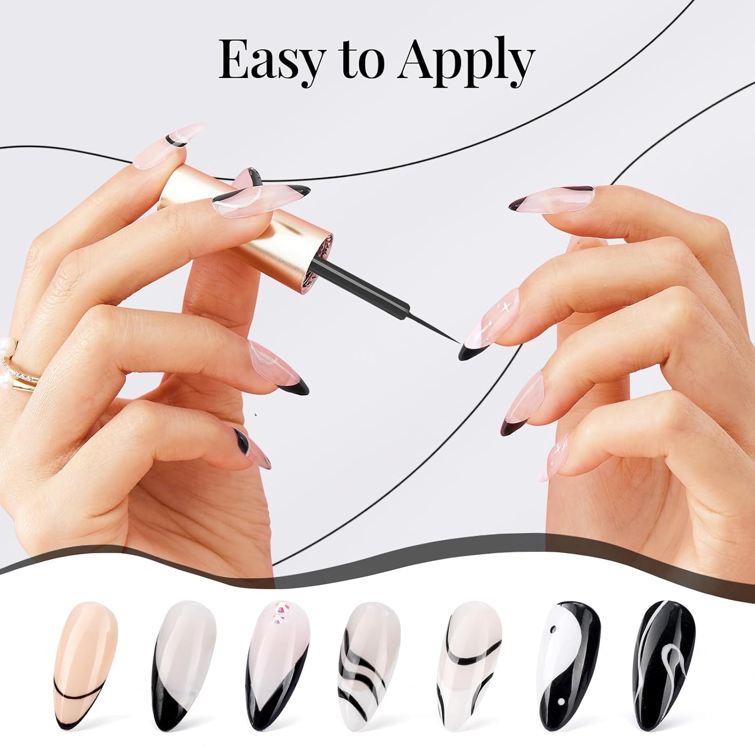 beetles Gel Polish Liner Gel Nail 7ml Classic Black Gel Polish Art Paint for Nails Built,Thin Line Nails Art Brush in Gel Pens UV LED Soak off Comic Nails Manicure DIY Gift for Women-BrightBean Baby