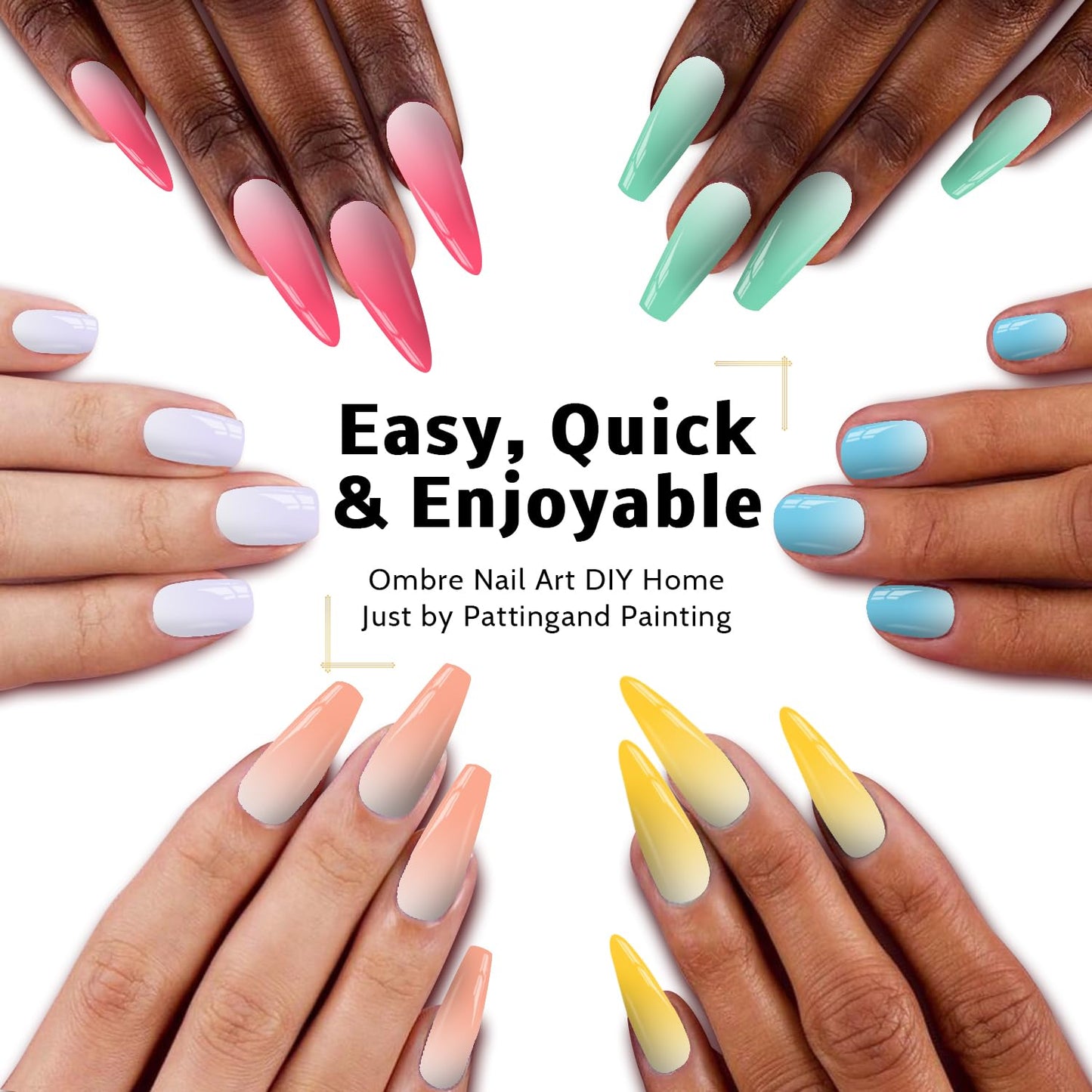 Sponge Pat Paint Nail Gel, Ombre Nails Gradient Gel Nail Blush Blooming Aura Nails Drawing Stripper Floral Painting DIY Nail Art, No Wipe, UV/LED Curing (16 Colors G)-BrightBean Baby