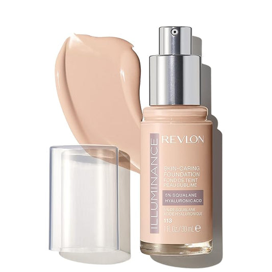 Revlon Illuminance Skin-Caring Liquid Foundation, Hyaluronic Acid, Hydrating and Nourishing Formula with Medium Coverage, 113 Ivory Beige (Pack of 1)-BrightBean Baby
