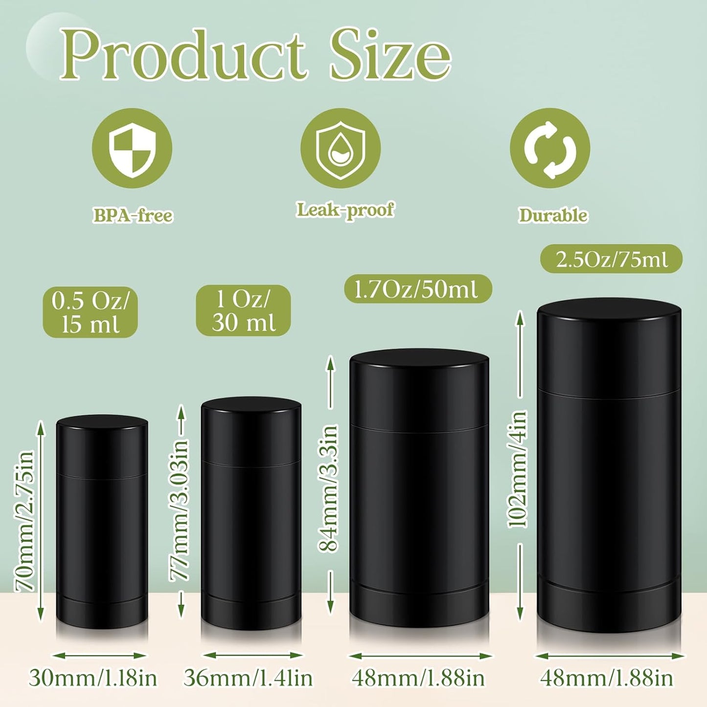 30 Pcs Empty Deodorant Containers Twist up Filling Stick Plastic Deodorant Container Refillable Bottles Bottomfill Round Lip Balm Tubes for Homemade DIY Lipstick Crayon(30 ml,Black)-BrightBean Baby