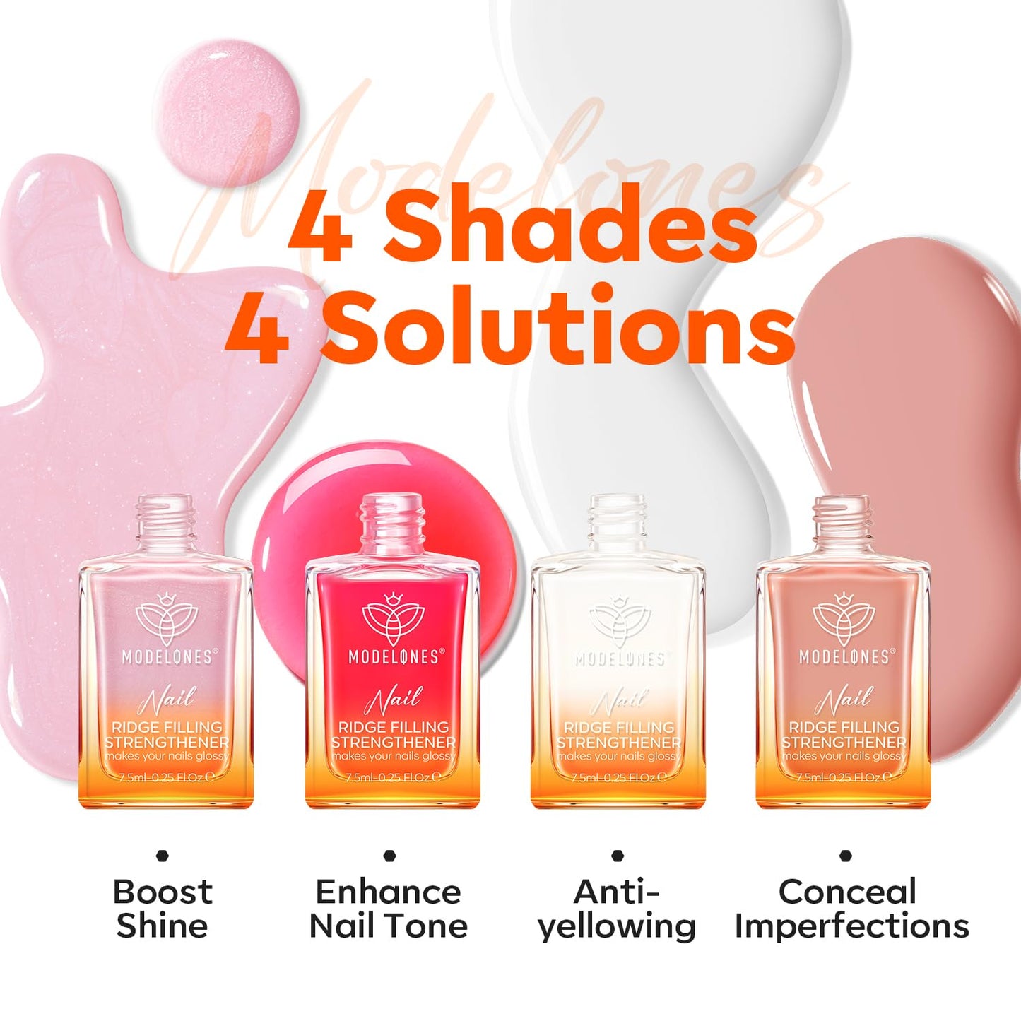 modelones Nail Strengthener Kits Milky White Glitter Pink Nude Nail Polish Sets Nail Repair for Damaged Nails Strengthener and Growth for Thin Weak & Damaged Nail Care Kit for Women 4 Pcs Gifts Sets-BrightBean Baby