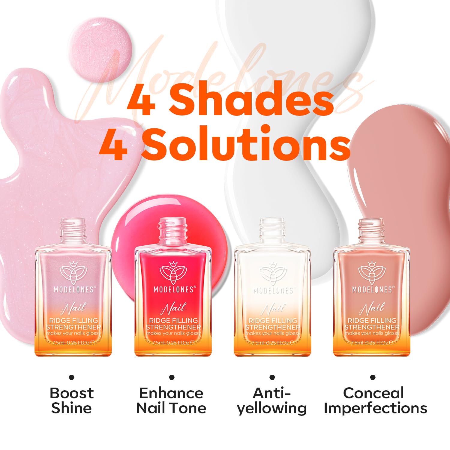 modelones Nail Strengthener Kits Milky White Glitter Pink Nude Nail Polish Sets Nail Repair for Damaged Nails Strengthener and Growth for Thin Weak & Damaged Nail Care Kit for Women 4 Pcs Gifts Sets-BrightBean Baby