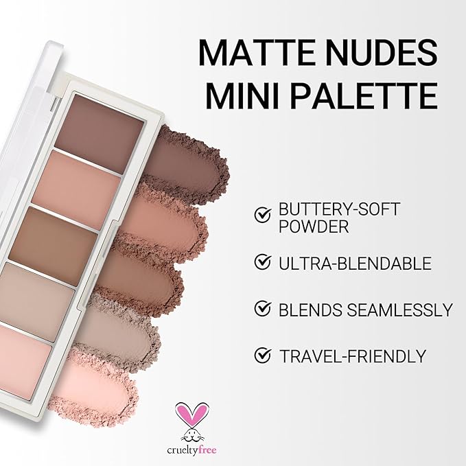 Erinde 5 Colors Matte Eyeshadow Palette Makeup, Natural Classic Nude Neutral Nude Brown Eye Shadow, Long Wearing Waterproof Everyday Eye Makeup for Brown Eyes, Romantic Peach Mauve Eyeshadow, 04-BrightBean Baby