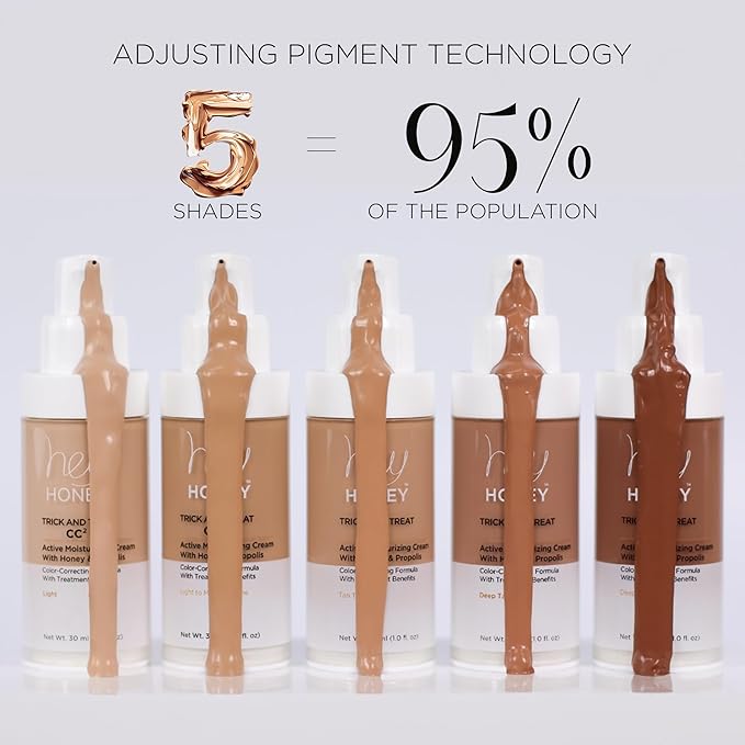 Hey Honey Trick and Treat CC Cream SPF 46 | Active Moisturizing Color Correcting Cream with Honey & Propolis | Best Cover For Rosacea, Skin Redness & Mature Skin | Cruelty-Free | 1 oz (Light-Medium)-BrightBean Baby