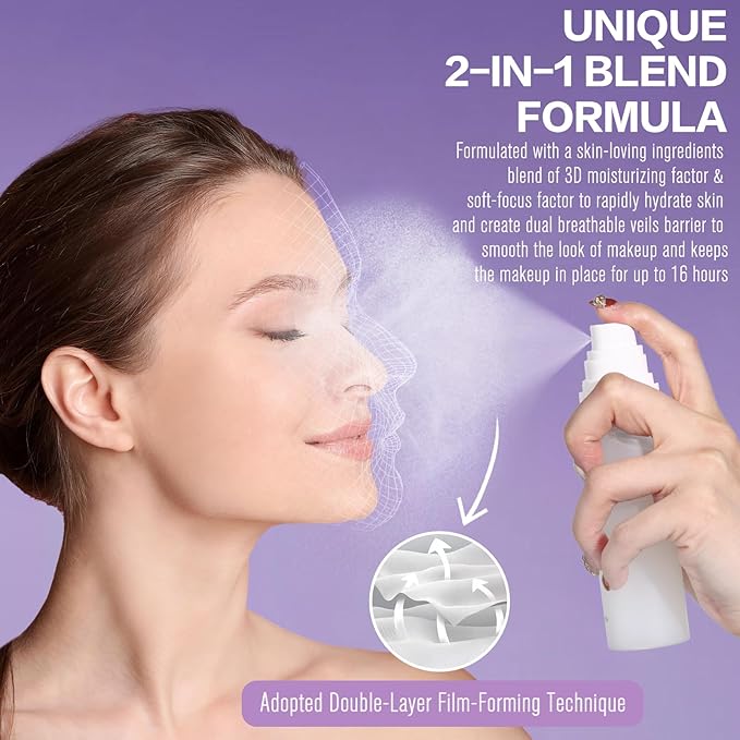 UCANBE Dewy Setting Spray for Makeup, Long Lasting Hydrating Make Up Finishing Spray for Face, Micro-Fine Mist Fixing Spray for Dewy Glow Finish, Lightweight & Waterproof for up to 16 Hours Wear-BrightBean Baby