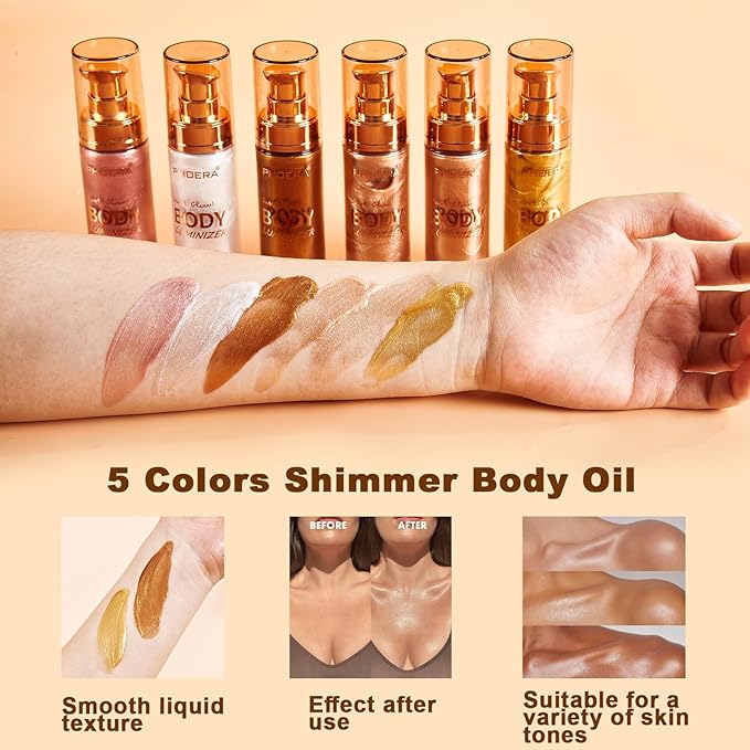 PHOERA Body Luminizer Highlighter, Waterproof Moisturizing and Glow For Face & Body, Face Body Glow Illuminator (102 Metallic Gold)-BrightBean Baby