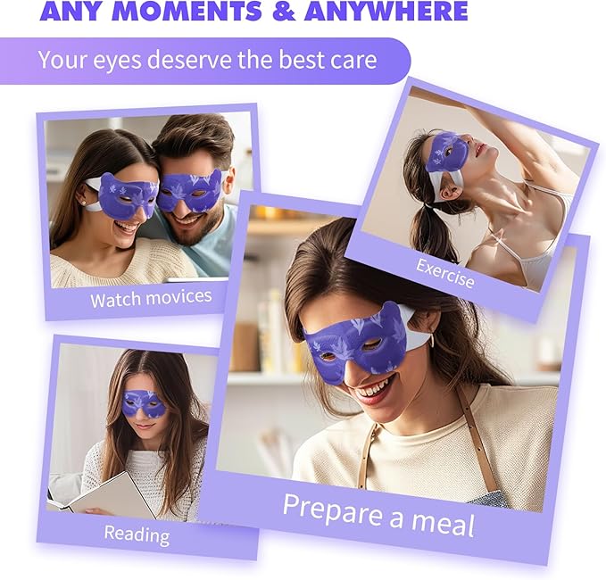 18 Packs Lavender Steam Eye Masks for Dry Eyes 40 Mins Warm Eye Mask Heated Eye Mask Reduce Puffiness Dark Circles Travel Essentials Eye Masks for Sleep Disposable(Lavender,Hollow)-BrightBean Baby