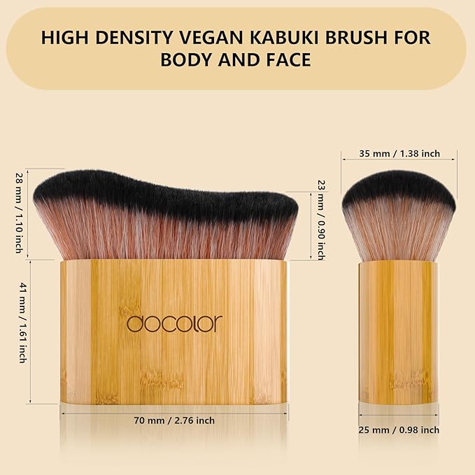 docolor Self Tanner Brush Large Body Makeup Brush, Soft Vegan Tanning Brush no stripes, for Foundation, Self-tanner, Bronzer, Self Tan Back Applicator Body + Face Self-Tan Blending Brush Gift Box-BrightBean Baby
