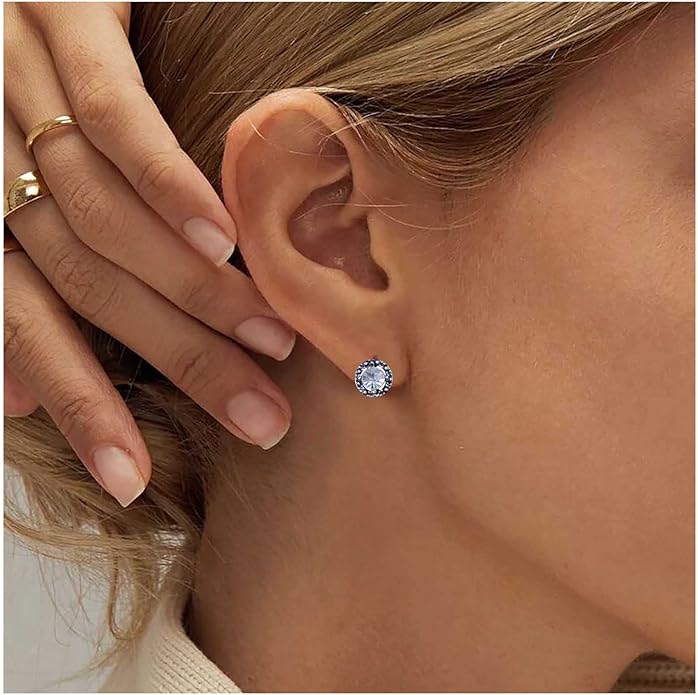Boho Tiny Crystal Square Earrings Silver Cz Square Earrings Cz Rhinestone Square Stud Earrings Silver Geometric Earrings Jewelry for Women and Girls-BrightBean Baby