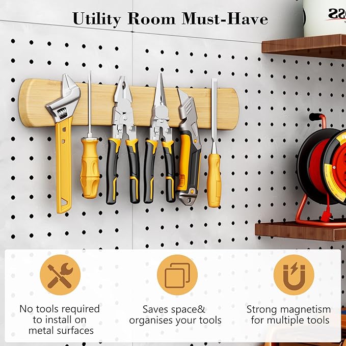Magnetic Knife Holder for Wall, 18 Inch Large Bamboo Knife Magnetic Strip, Housewarming Gifts for New Home, Kitchen Wall Storage Space Savers, Farmhouse Kitchen Utensil Organizer Essentials