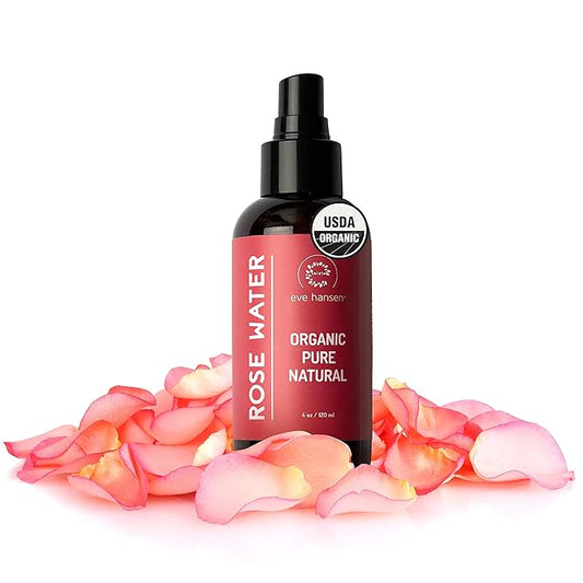 Eve Hansen Organic Rose Water Spray – Pure Rosewater Face & Hair Mist for Hydration & Refreshing Glow | Facial Toner & Makeup Setting Spray | Alcohol-Free & Vegan | 4 oz-BrightBean Baby