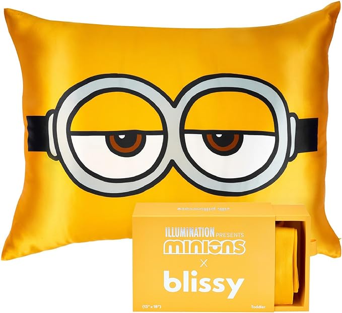 Blissy Silk Pillowcase - 100% Pure Mulberry Silk - 22 Momme 6A High-Grade Fibers - Silk Pillow Cover for Hair & Skin - Regular, Queen & King (Minion, 20" x 30" (Pack of 1))-BrightBean Baby