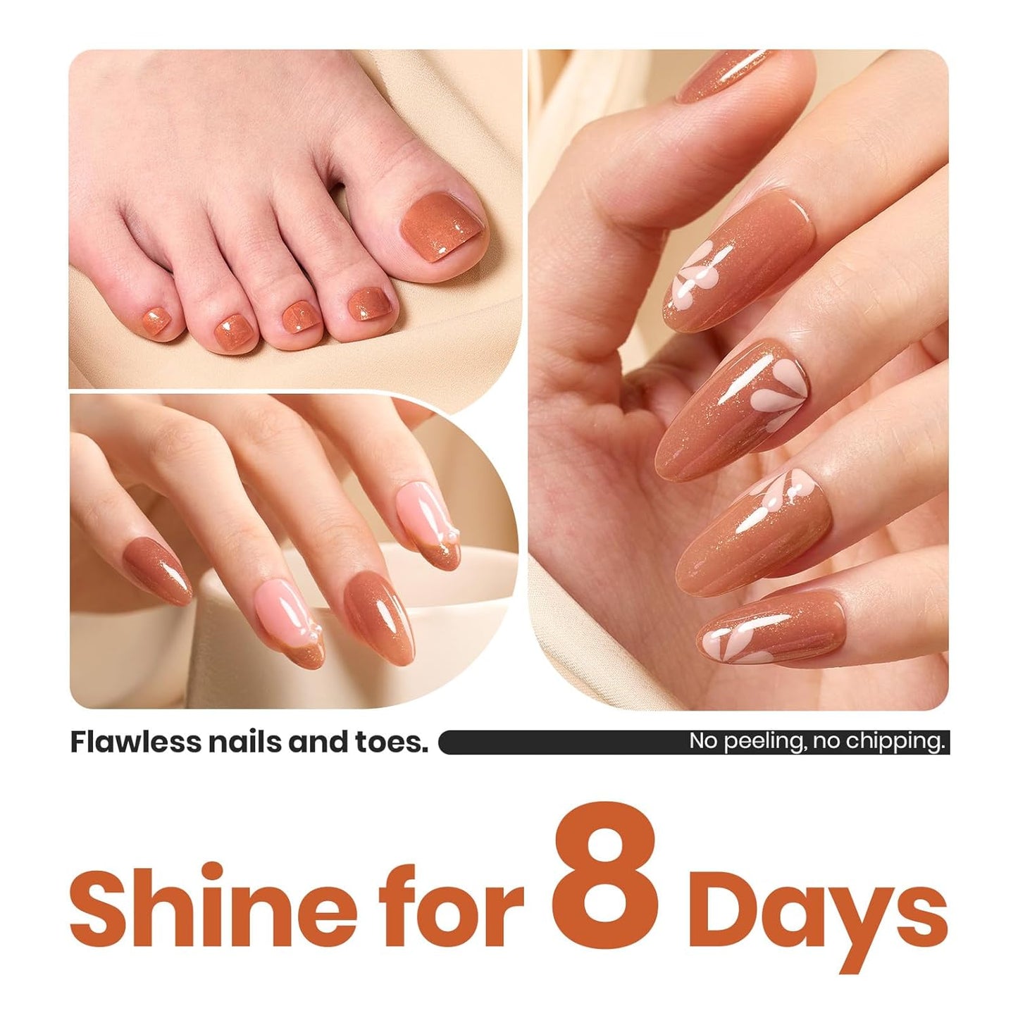 Beetles Glitter Brown Nail Polish –No UV Needed, Air Dry–Rosy Gold Shimmer Nude Rose Nail Lacquer–Fast Drying,Long Lasting,Salon-Quality Polish At-Home DIY-BrightBean Baby