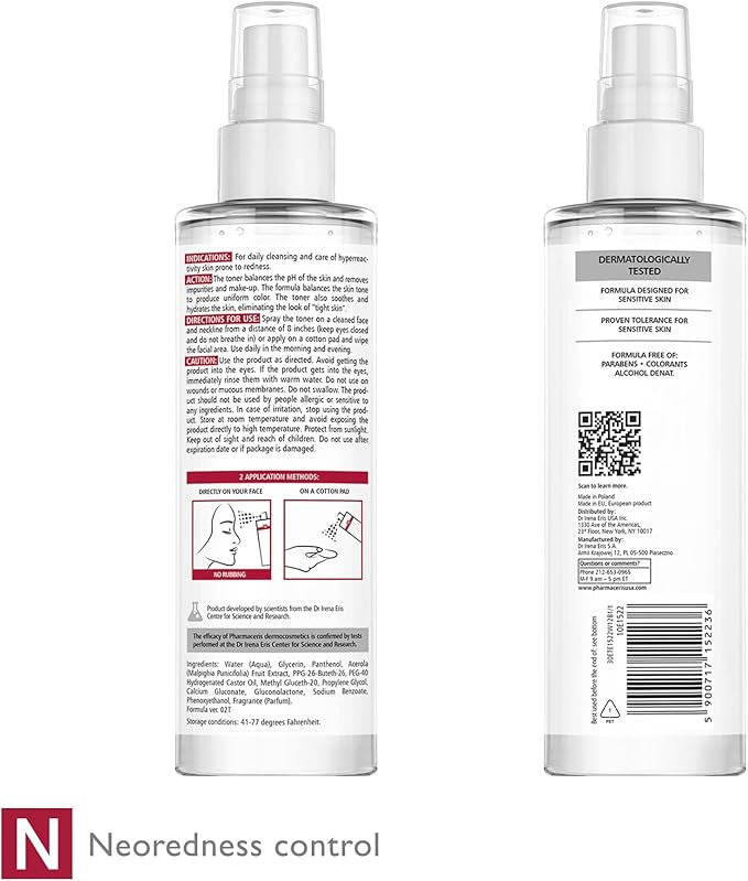 Redness Soothing Mist Toner, Facial Toner, Face Mist, Helps Soothe Redness, Hydrate, Even Skin Tone, for Sensitive & Red Skin, Alcohol-Free, pH Balanced Face Toner, Puri-CAPILIQUE-BrightBean Baby